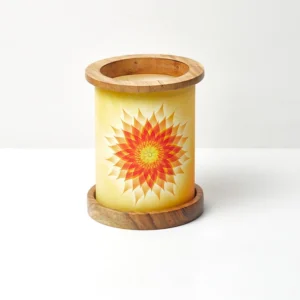Golden Flower Round Candle Lamp