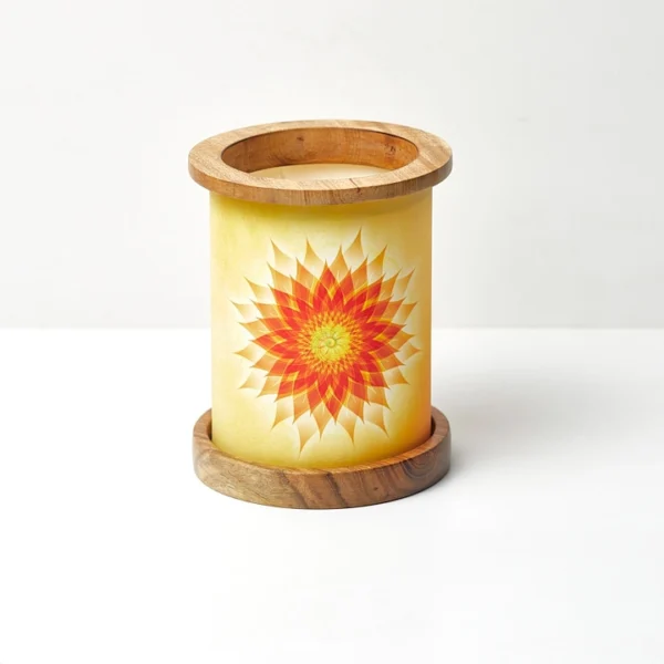 Golden Flower Round Candle Lamp